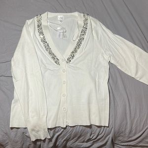 Dressbarn Bejeweled V-Neck Sweater